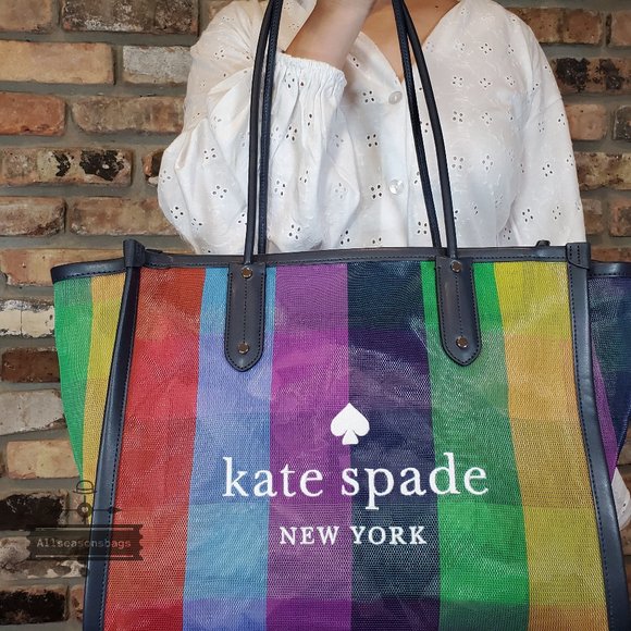 kate spade Bags Kate Spade Ella Extra Large Rainbow Mesh Tote Bag Multi Shopper K7297 Pride